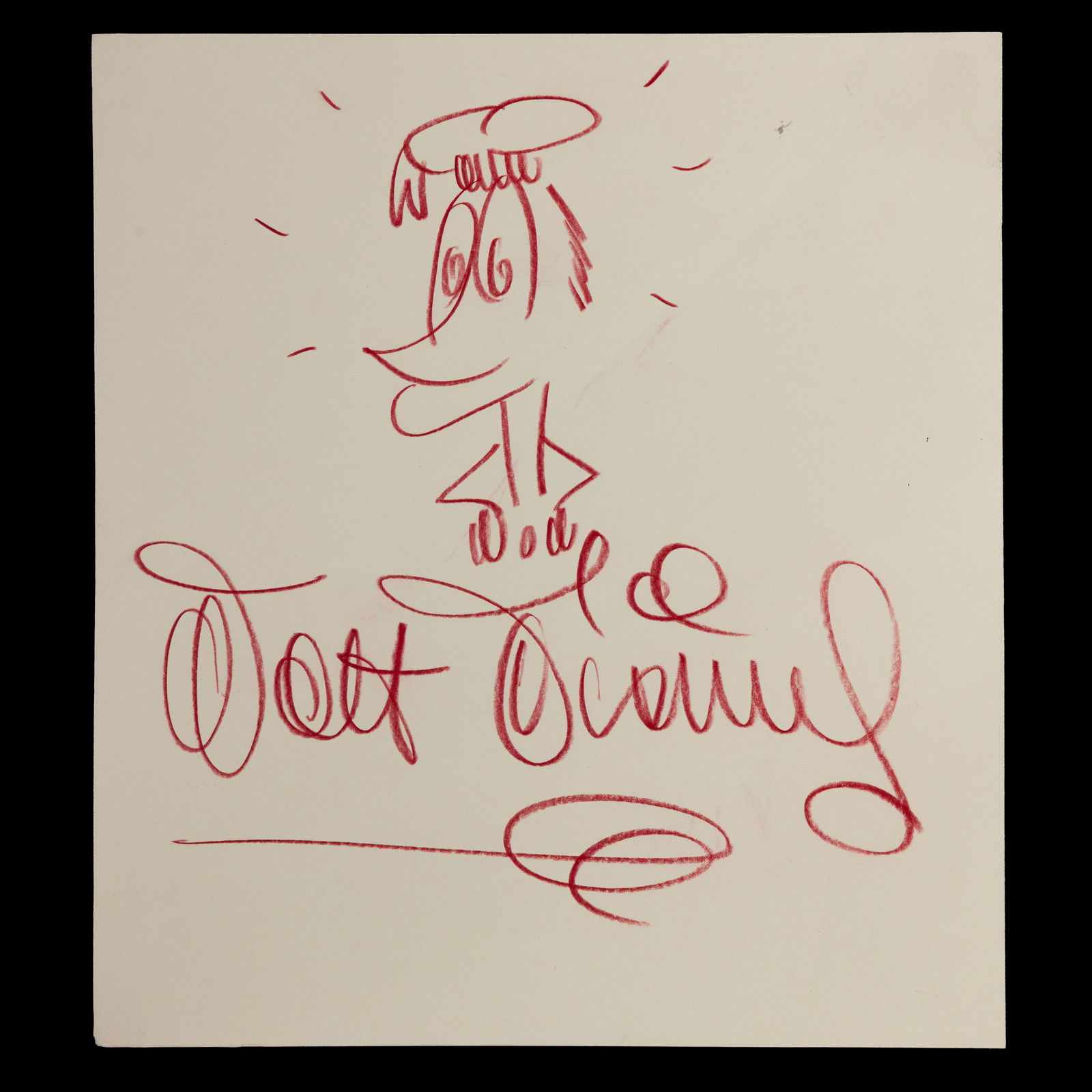 Walt Disney Signed Drawing of Donald Duck, Forensically Authenticated (1 of 7)