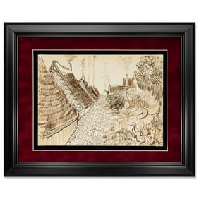 Vincent van Gogh Ink Drawing on Paper – Township Scene