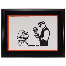 Banksy Painting on Paper – Mario & Police Officer Parody