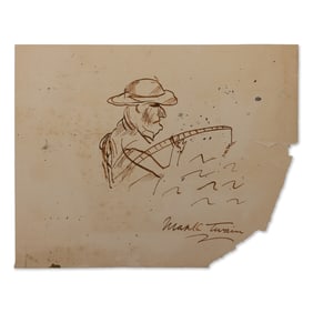 Mark Twain Signed Original Drawing, Forensically Authenticated