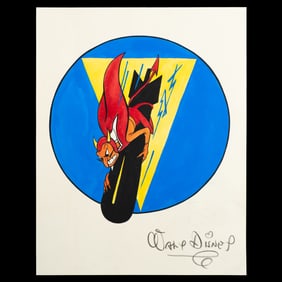Walt Disney Signed WWII Military Insignia Art