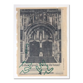 Keith Haring Original Marker Drawing on Daily News Page (1986)