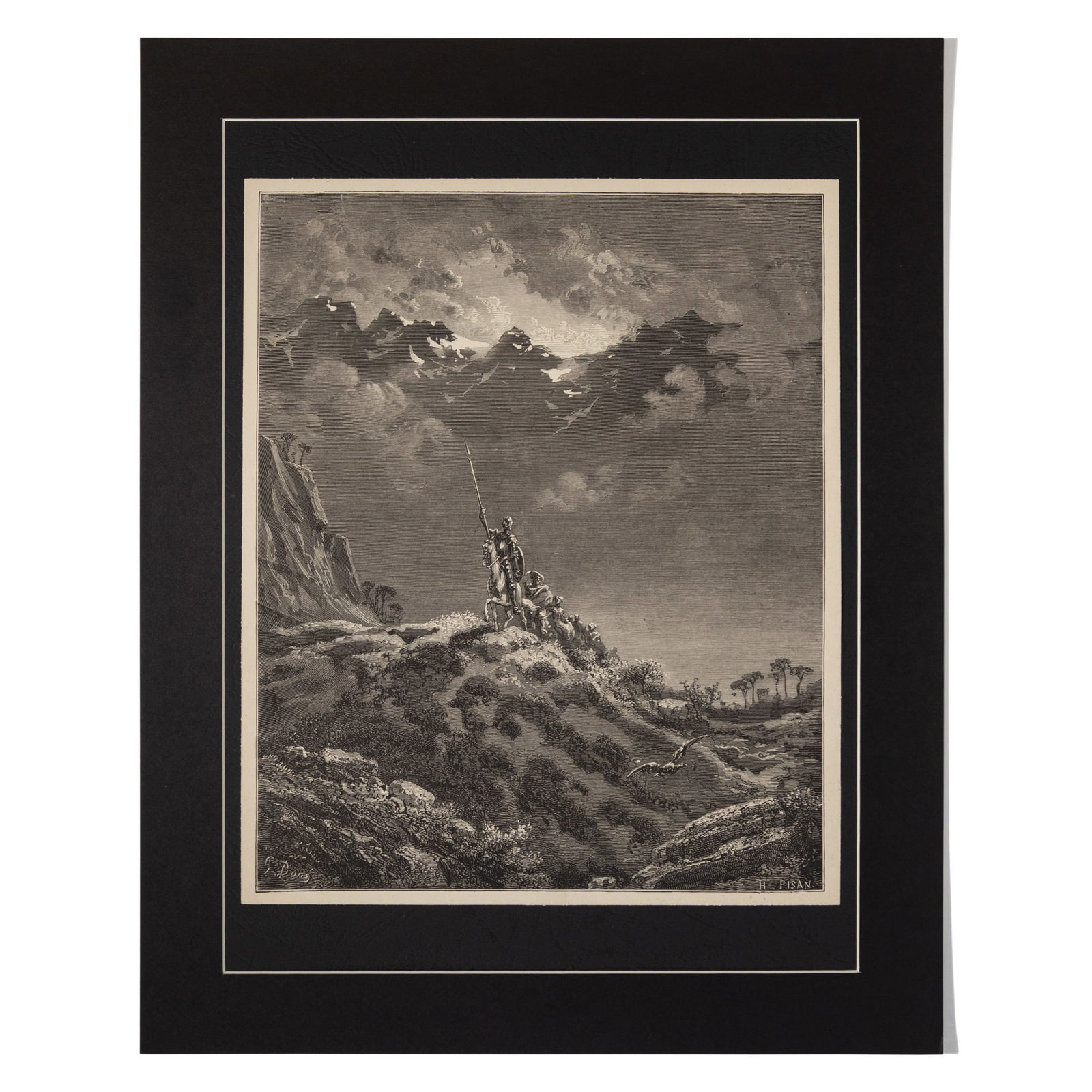 Paul Gustave Louis Christophe Doré – Don Quixote Series: Paul Gustave Louis Christophe Doré – Don Quixote Series (Heliodore Pisan, Engraver) Medium: Wood-engraving (printed from the original plate), on paper; mounted and presented in a custom frame Subje