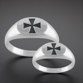 Sterling Silver Maltese Cross Signet Ring Size 5 and 9 Set