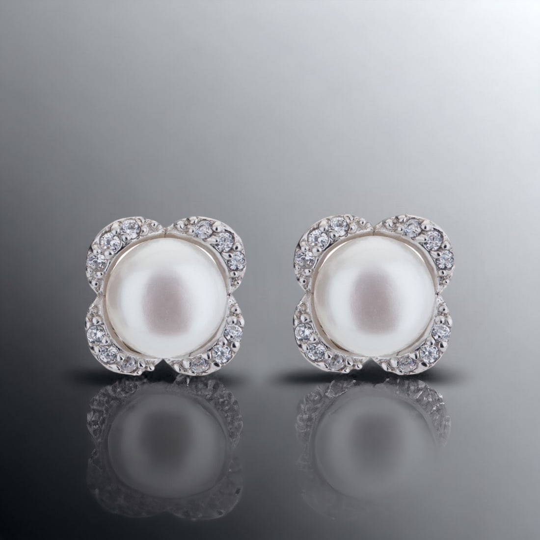 Pearl Sterling Silver Earrings & Simulated Diamond accents (1 of 1)