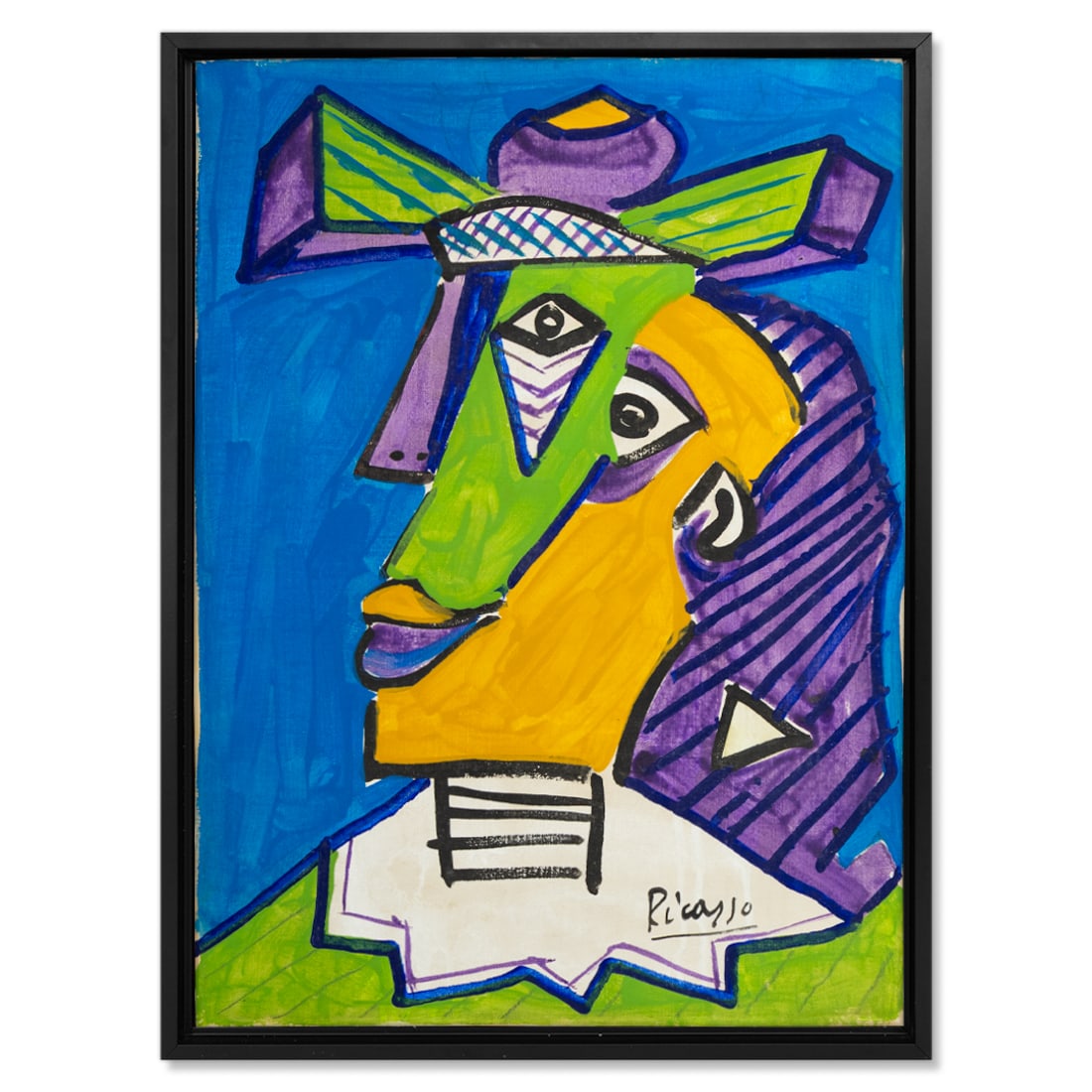 Pablo Picasso — Portrait of a Woman in Green-and-Purple Hat, Painting on Canvas: Pablo Picasso (Attributed to / After) — Blue-Ground Portrait of a Woman in Green-and-Purple Hat, Painting on Canvas Why This Work Captivates Collectors Electric, iconic, and instantly recognizable i