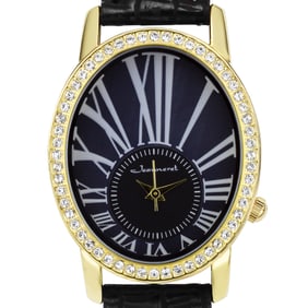 Jeanneret Ladies Gold-Tone Crystal Bezel Watch