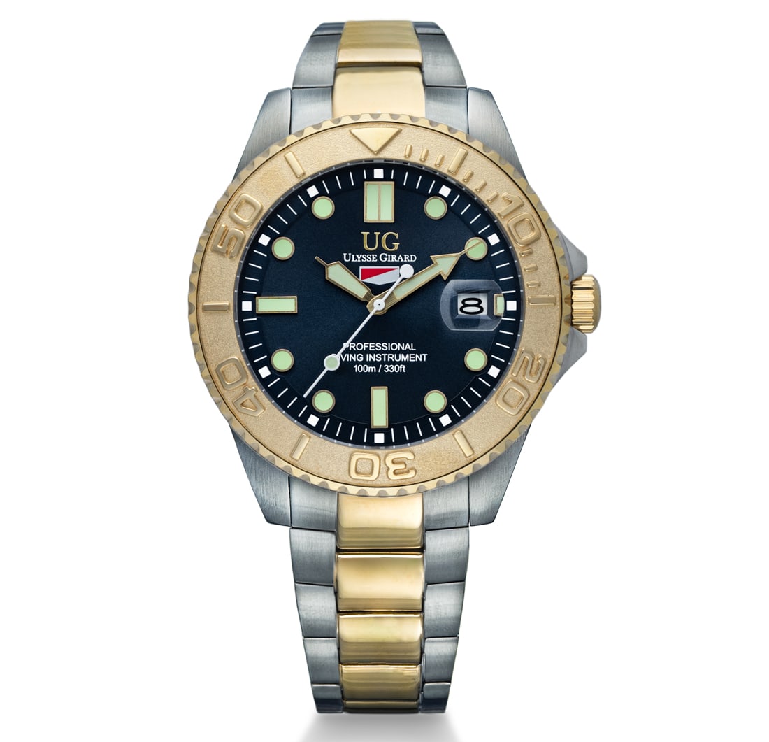 Ulysse Girard Shark Watch - Blue Dial and Goldtone Bezel (1 of 5)