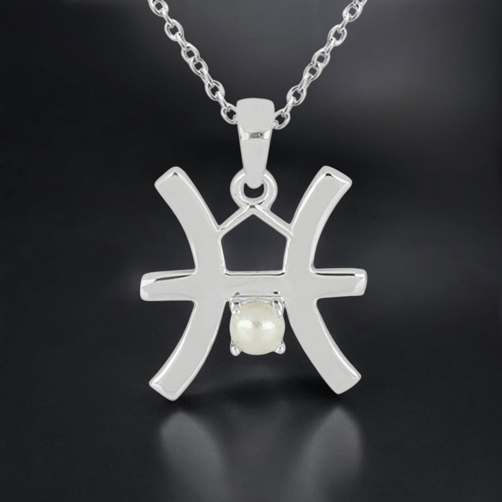 0.35ct Freshwater White Pearl Pisces Zodiac Sterling Silver Pendant: Product Details Item: Necklace Metal: Sterling Silver Gemstone: Pearl Approximate Measurements: 24.3 X 18.5 mm Ring Size: Not Applicable Chain Length: 18" Chain Metal: Sterling Silver NO
