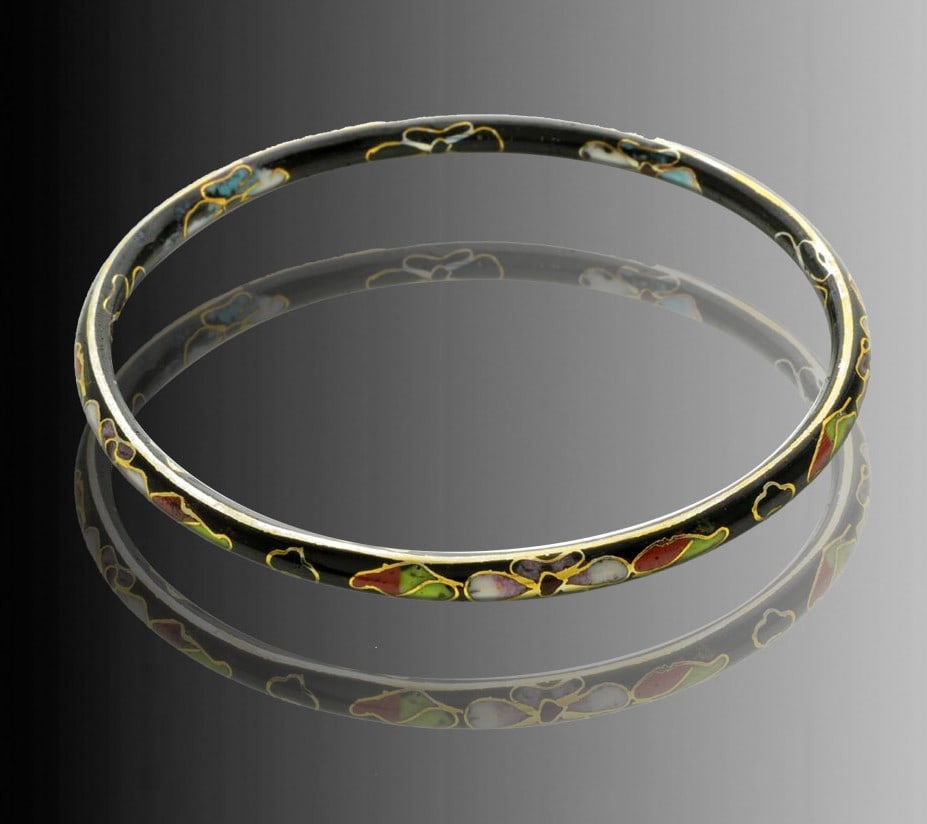 Multi-Colored Cloisonné Slip-On Stackable Bangle – Set of 7 - 2