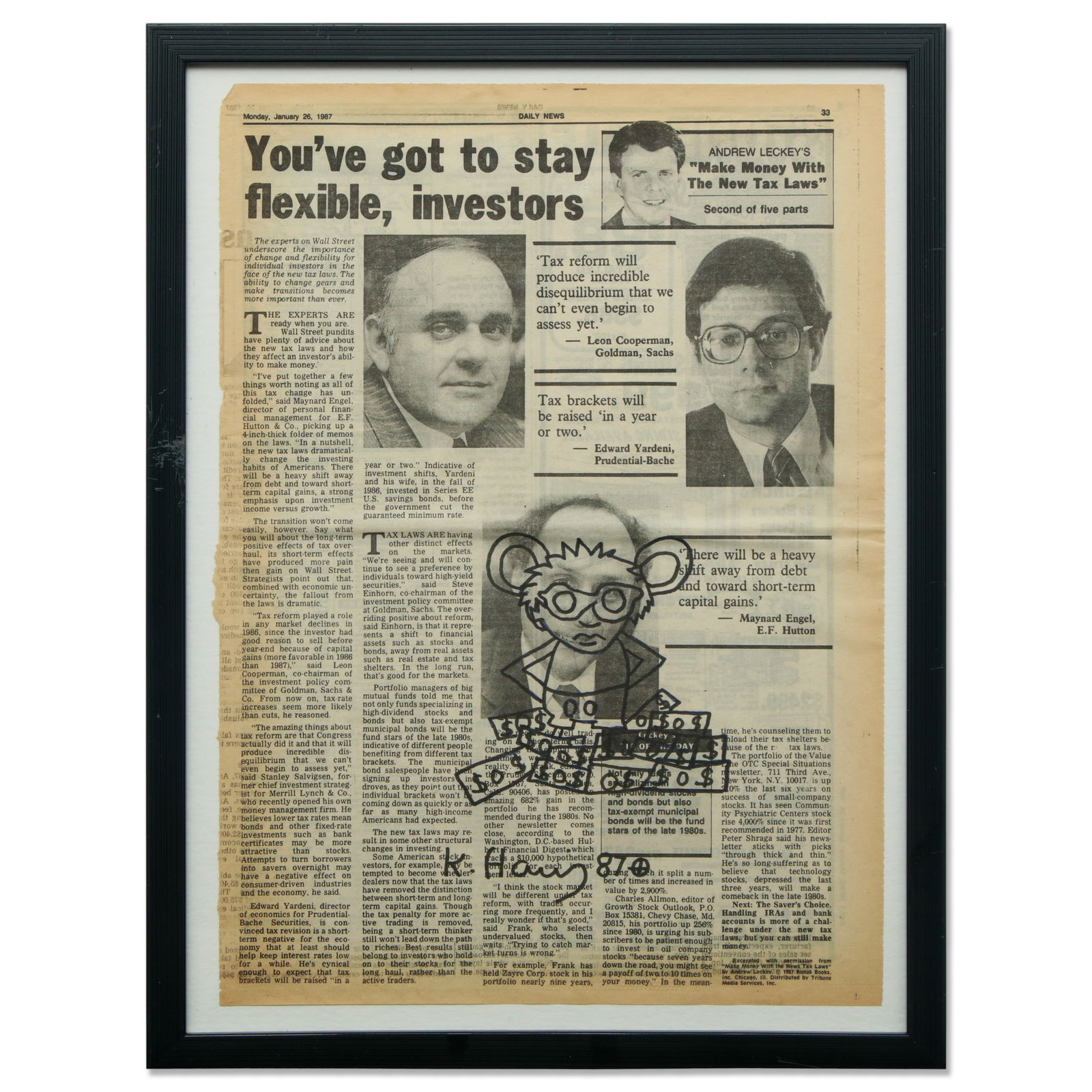 Iconic Keith Haring Newspaper Artwork, Featuring 'Andy Mouse' (1 of 4)