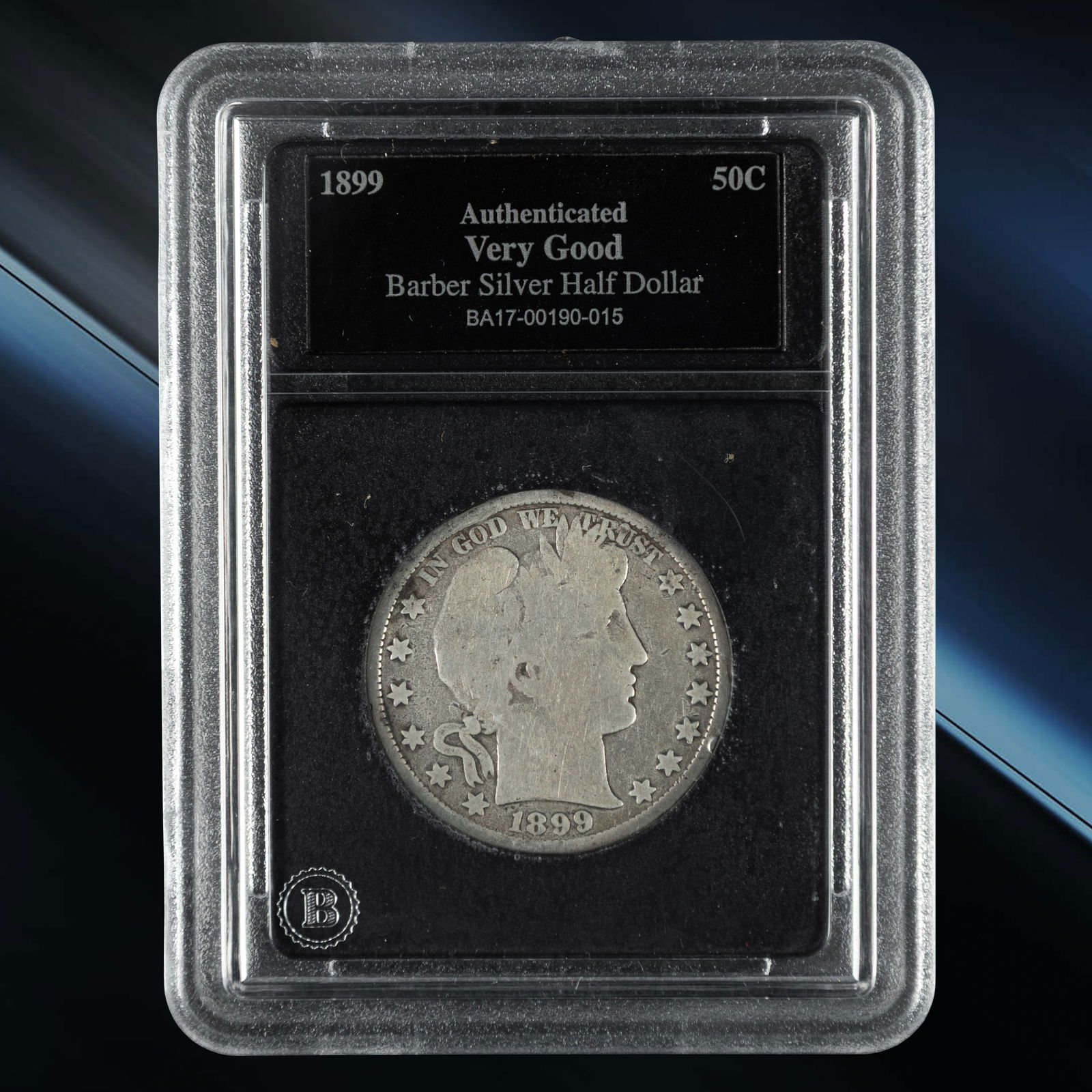 1899 Barber Silver Half Dollar — AuthN (VG), Cert. BA17-00190-015 (1 of 2)