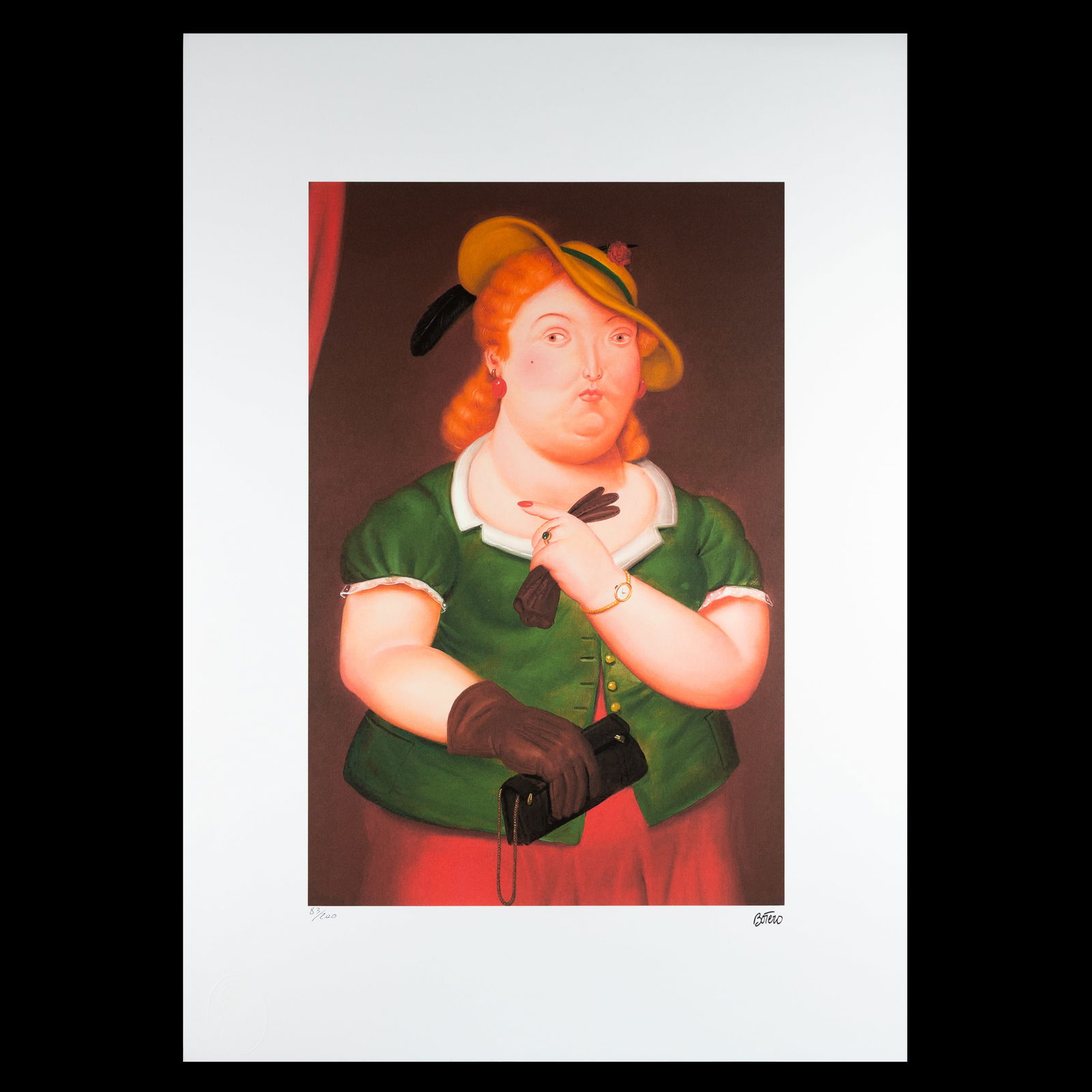 Fernando Botero – Limited Edition Print (#83/200), Mature Figurative Period Female Portrait: FERNANDO BOTERO — LIMITED EDITION PRINT (#83/200), MATURE FIGURATIVE PERIOD FEMALE PORTRAIT, WITH ARTIST BLINDSTAMP & CUSTOM FRAMING Premium Overview: A refined and highly collectible