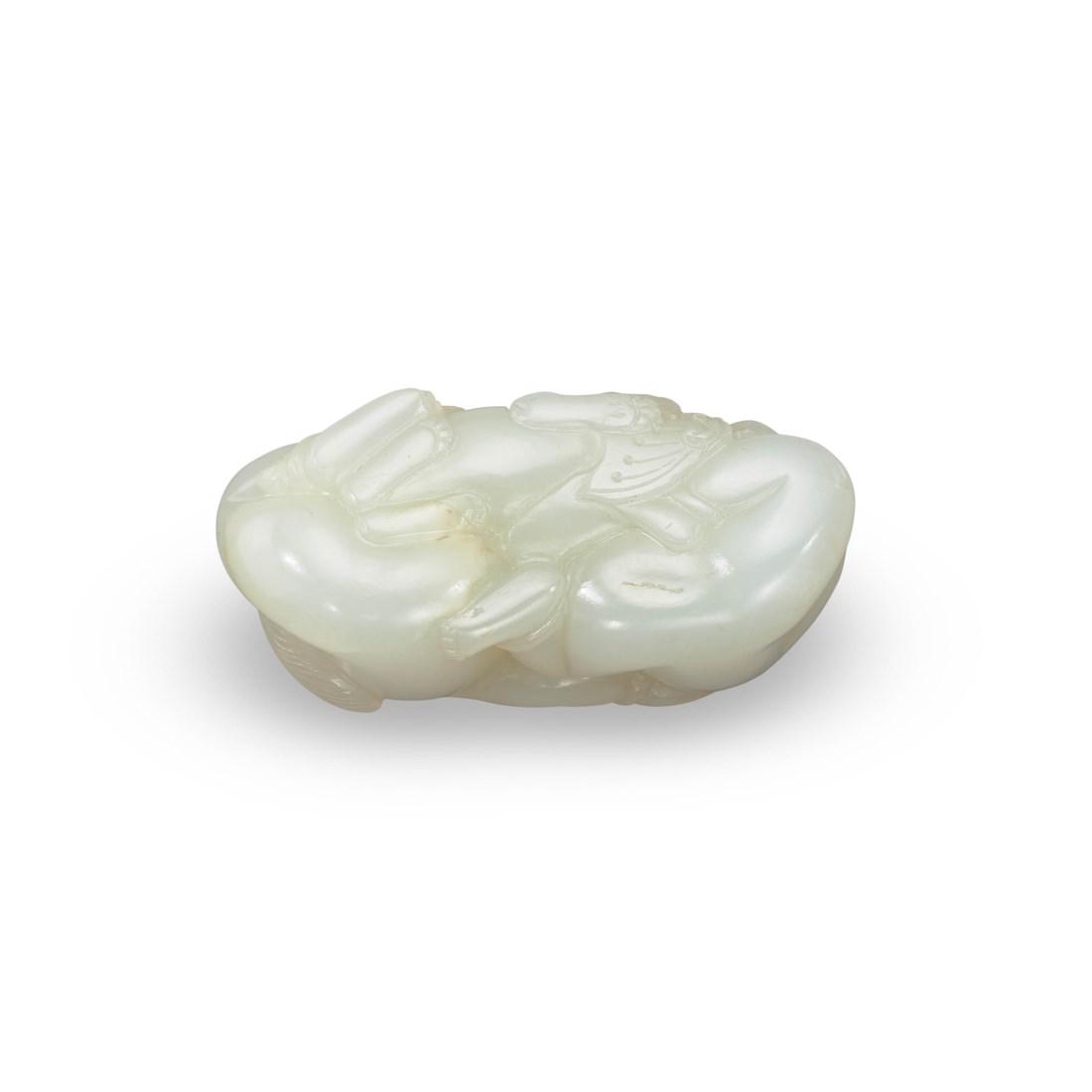 A CARVED WHITE JADE ‘BOYS AND LONGEVITY’ GROUP