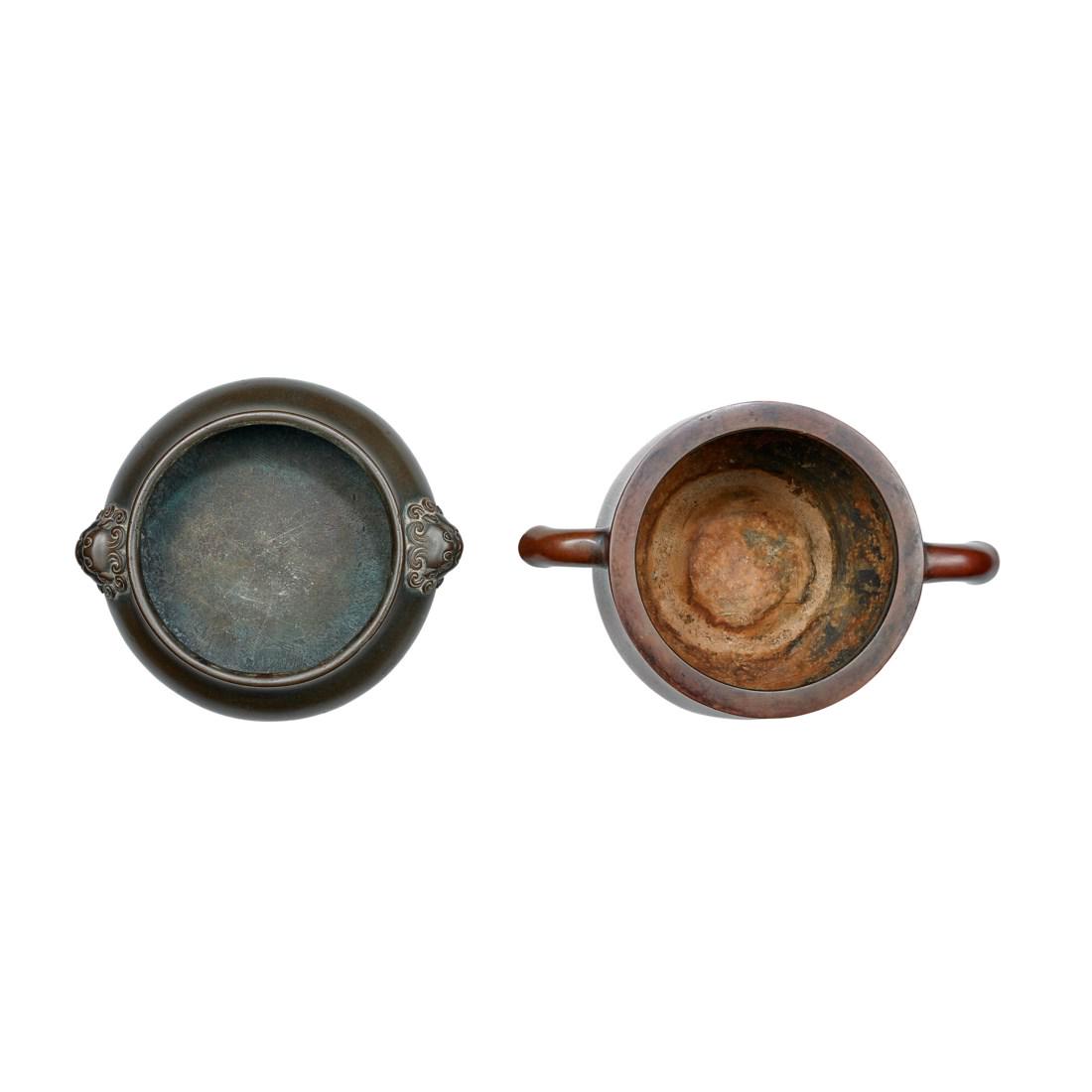 TWO BRONZE CENSERS