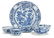 A LARGE BLUE AND WHITE DISH AND THREE BLUE AND WHITE