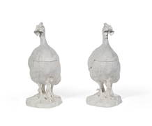 A PAIR OF JEAN-PAUL GOURDON CERAMIC TURKEY-FORM TUREENS AND COVERS (1 of 4)