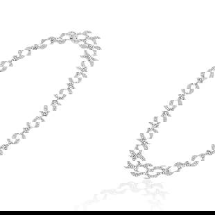 BULGARI DIAMOND 'PARENTESI' NECKLACE: BULGARI DIAMOND 'PARENTESI' NECKLACE Details Round diamonds, 18k white gold (Italian mark), signed Bvlgari, Made in Italy, numbered Diamonds: approximately 600 round with approximate total weight of 8