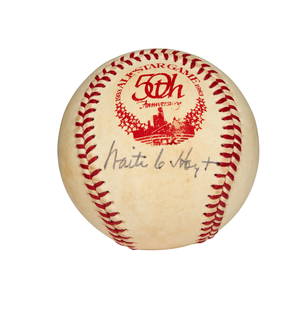WAITE HOYT SINGLE SIGNED BASEBALL (PSA/DNA): WAITE HOYT SINGLE SIGNED BASEBALL (PSA/DNA) Lot Essay Light to moderately toned B.Kuhn 1983 MLB All-Star Game ball signed by Hoyt on side panel in blue ink. Signature rates 8 out of 10. Includes full