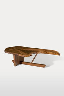 GEORGE NAKASHIMA (1905-1999): MINGUREN II ' LOW TABLE, 1975 GEORGE NAKASHIMA (1905-1999) 'Minguren II ' Low Table, 1975 American black walnut, rosewood 15 x 58 x 33 ½ in. (38.1 x 147.3 x 85.1 cm) signed and dated George Nakas