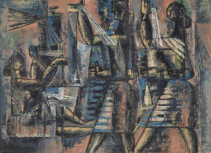 RABIN MONDAL (1932-2019): RABIN MONDAL (1932-2019) Spinning Details RABIN MONDAL (1932-2019) Spinning signed 'Rabin' (lower left); inscribed and titled 'TITLE-SPINNING' (on the reverse) oil on canvas 23 x 32 in. (58.4 x 81.3 c