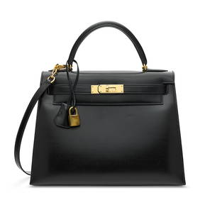 A BLACK CALF BOX LEATHER SELLIER KELLY 28 WITH GOLD HARDWARE (1 of 6)