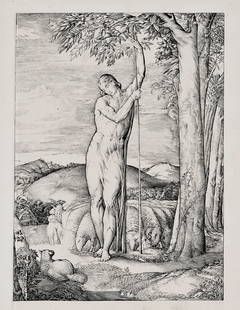 GEORGE RICHMOND (1809-1896): GEORGE RICHMOND (1809-1896) The Shepherd - Christ the Good Shepherd Details GEORGE RICHMOND (1809-1896) The Shepherd - Christ the Good Shepherd engraving, on Chine appliqué, 1827, one of only