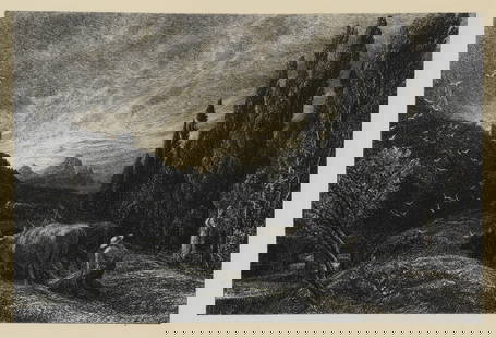 SAMUEL PALMER (1805-1881): SAMUEL PALMER (1805-1881) The Early Ploughman or The Morning Spread upon the Mountains Details SAMUEL PALMER (1805-1881) The Early Ploughman or The Morning Spread upon the Mountains etching, on