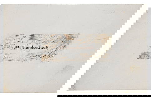 WILLIAM BLAKE (1757-1827): WILLIAM BLAKE (1757-1827) Mr. Cumberland Details WILLIAM BLAKE (1757-1827) Mr. Cumberland engraving in sepia, on laid paper, with partial Pro Patria watermark, 1827, Blake's last known engraving,