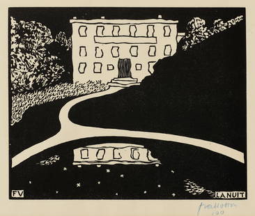 FELIX VALLOTTON (1865-1925): FELIX VALLOTTON (1865-1925) La Nuit Details FELIX VALLOTTON (1865-1925) La Nuit woodcut, on wove paper, 1895, signed in blue crayon, numbered 100 (Vallotton and Goerg call for an edition of