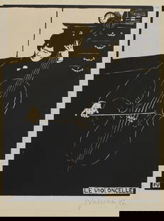 FELIX VALLOTTON (1865-1925): FELIX VALLOTTON (1865-1925) Le Violoncelle, from Instruments de Musique Details FELIX VALLOTTON (1865-1925) Le Violoncelle, from Instruments de Musique woodcut, on wove paper, 1896, signed in