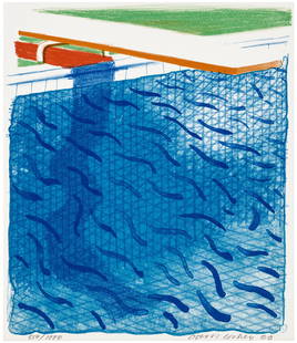 DAVID HOCKNEY (B. 1937): DAVID HOCKNEY (B. 1937) Pool Made with Paper and Blue Ink for Book, from Paper Pools Details DAVID HOCKNEY (B. 1937) Pool Made with Paper and Blue Ink for Book, from Paper Pools lithograph in colors,