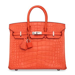 A MATTE SANGUINE ALLIGATOR BIRKIN 25 WITH PALLADIUM HARDWARE