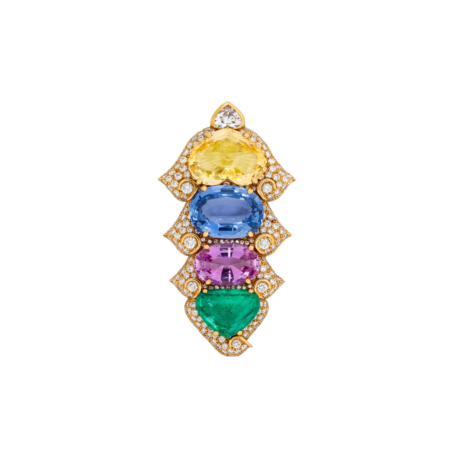 BULGARI MULTI-GEM CLIP-BROOCH