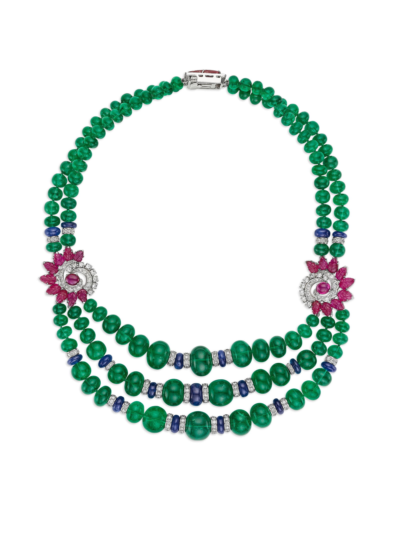 DAVID WEBB EMERALD, SAPPHIRE, RUBY AND DIAMOND NECKLACE (1 of 5)