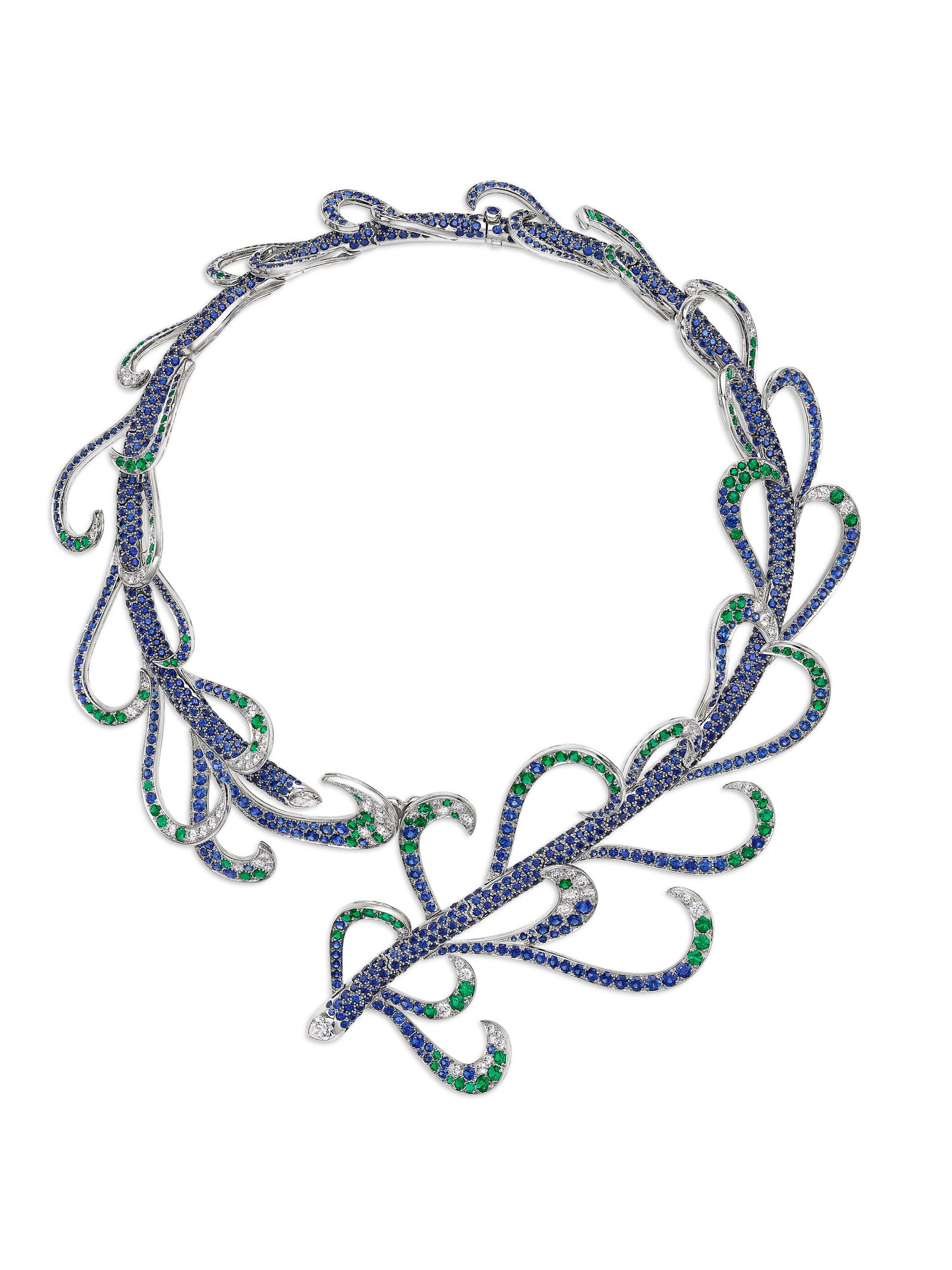 BOUCHERON SAPPHIRE, EMERALD AND DIAMOND 'MAGIE' NECKLACE (1 of 4)