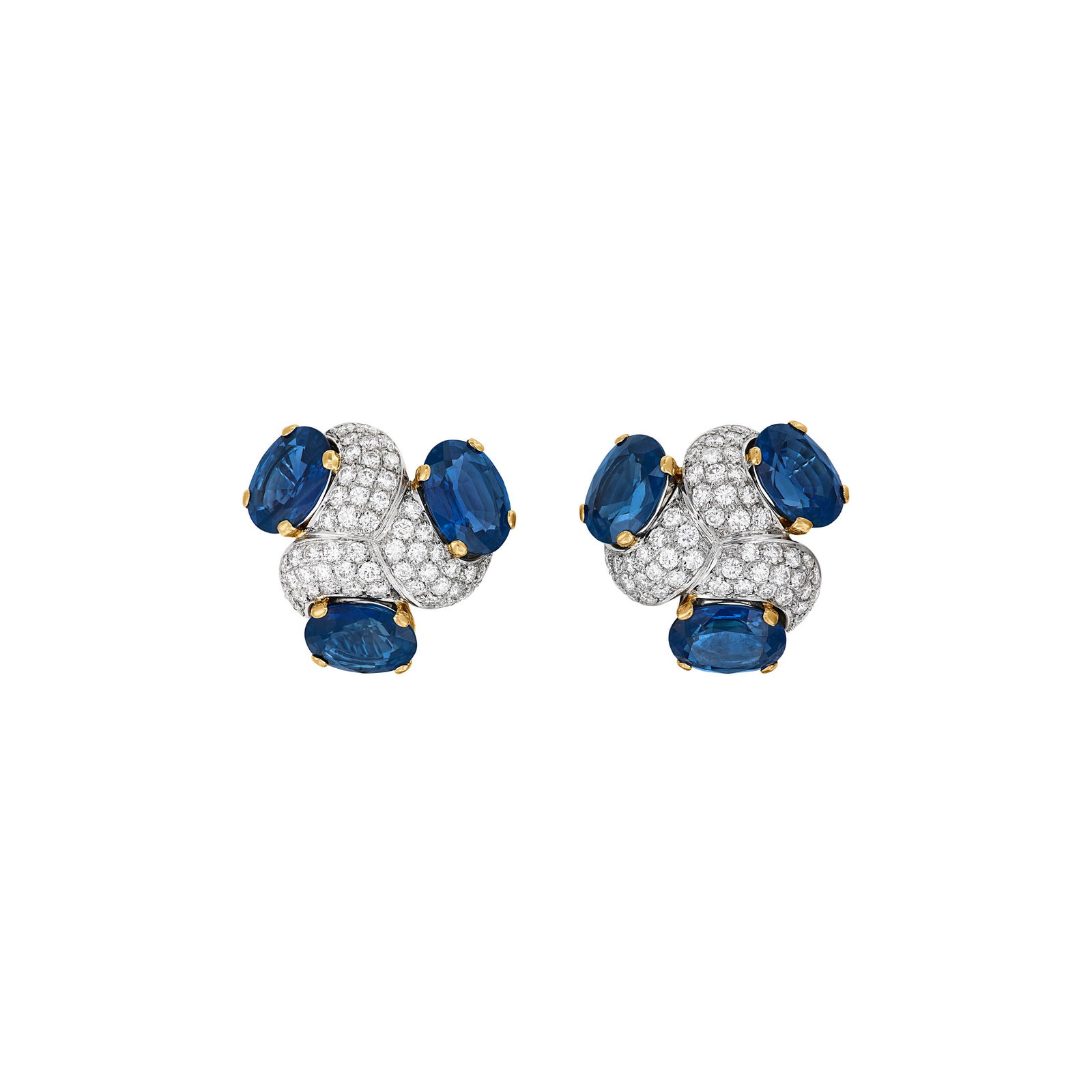 VERDURA SAPPHIRE AND DIAMOND 'THREE STONE' EARRINGS (1 of 3)