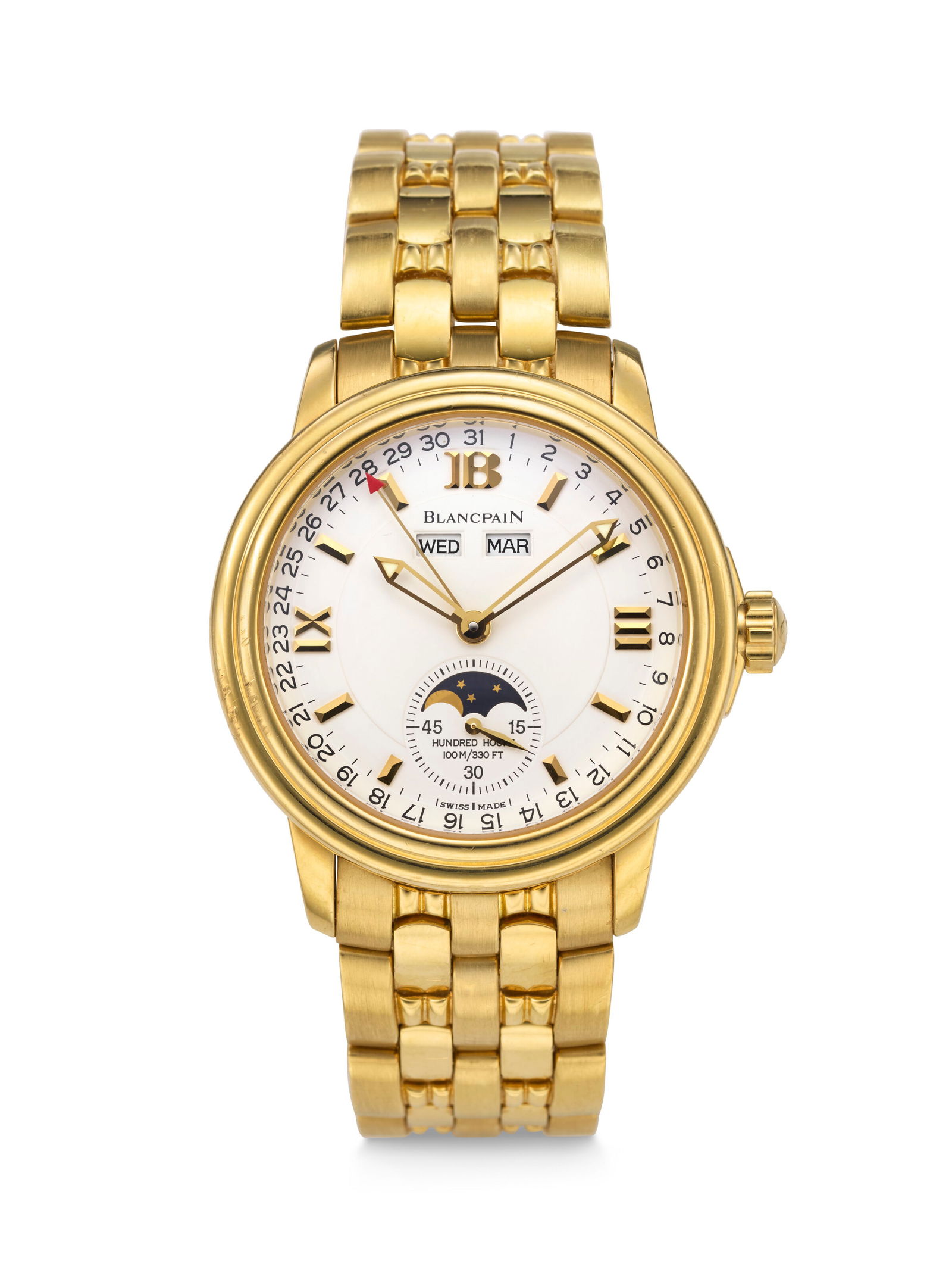 BLANCPAIN, YELLOW GOLD 'LEMANS' WITH TRIPLE CALENDAR WITH MOON PHASES, REF. 2763-1418A-31 (1 of 4)