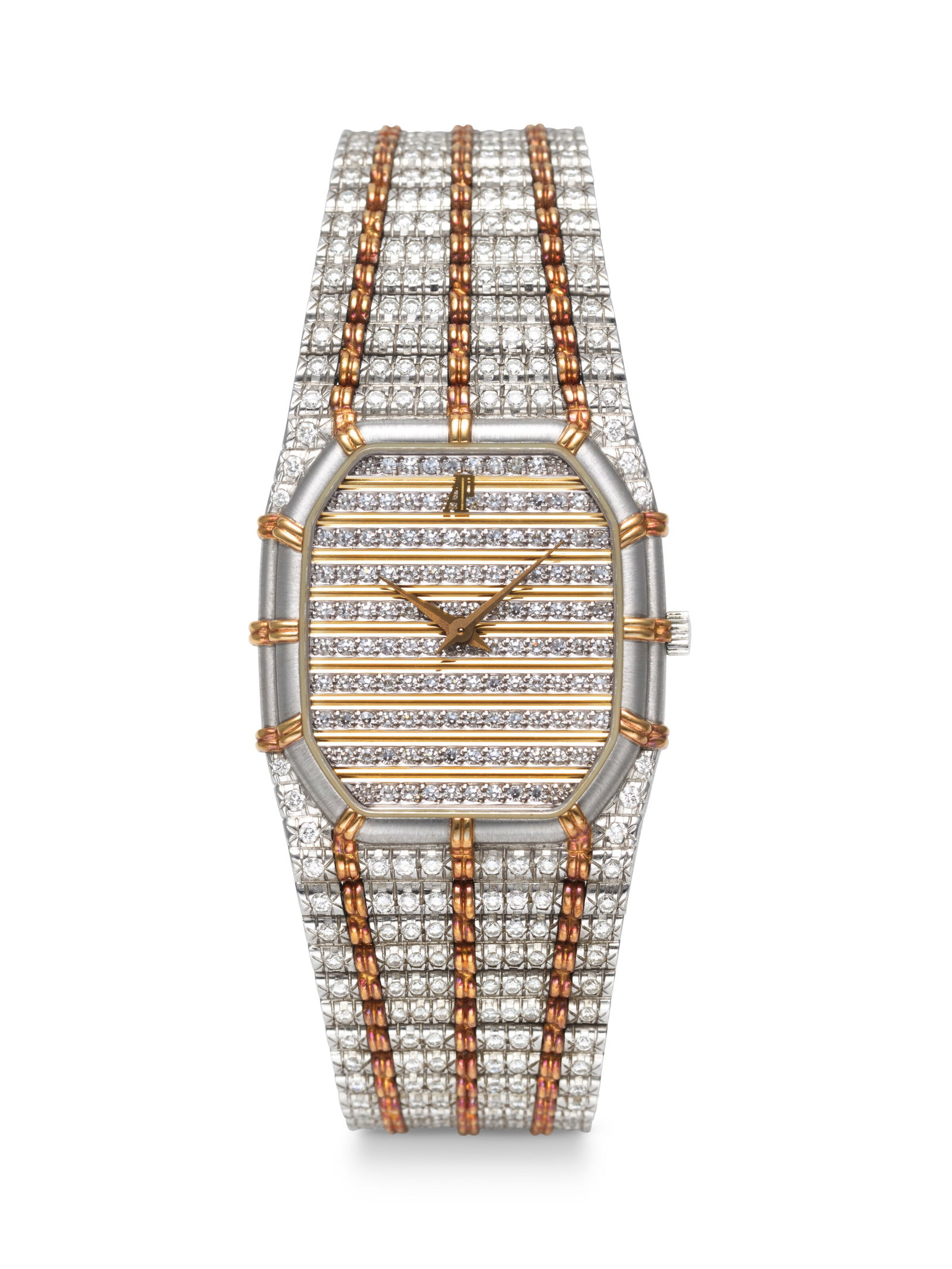 AUDEMARS PIGUET, HIGHLY RARE AND STRIKING PAVÉ DIAMOND-SET, WHITE AND YELLOW GOLD QUARTZ (1 of 4)