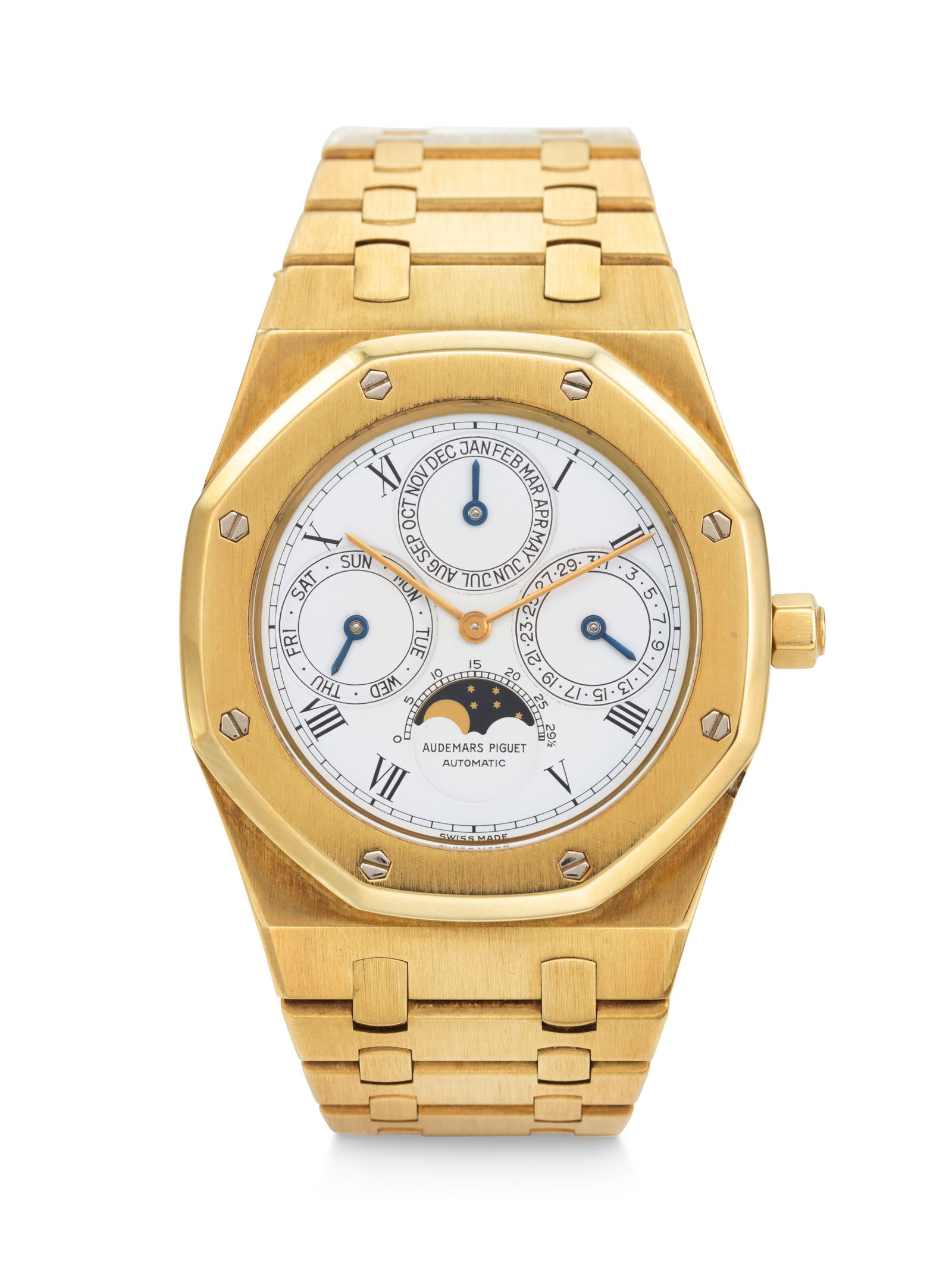 AUDEMARS PIGUET, VERY RARE 18K YELLOW GOLD PERPETUAL CALENDAR 'ROYAL OAK QUANTIEME PERPETUAL' WITH (1 of 4)