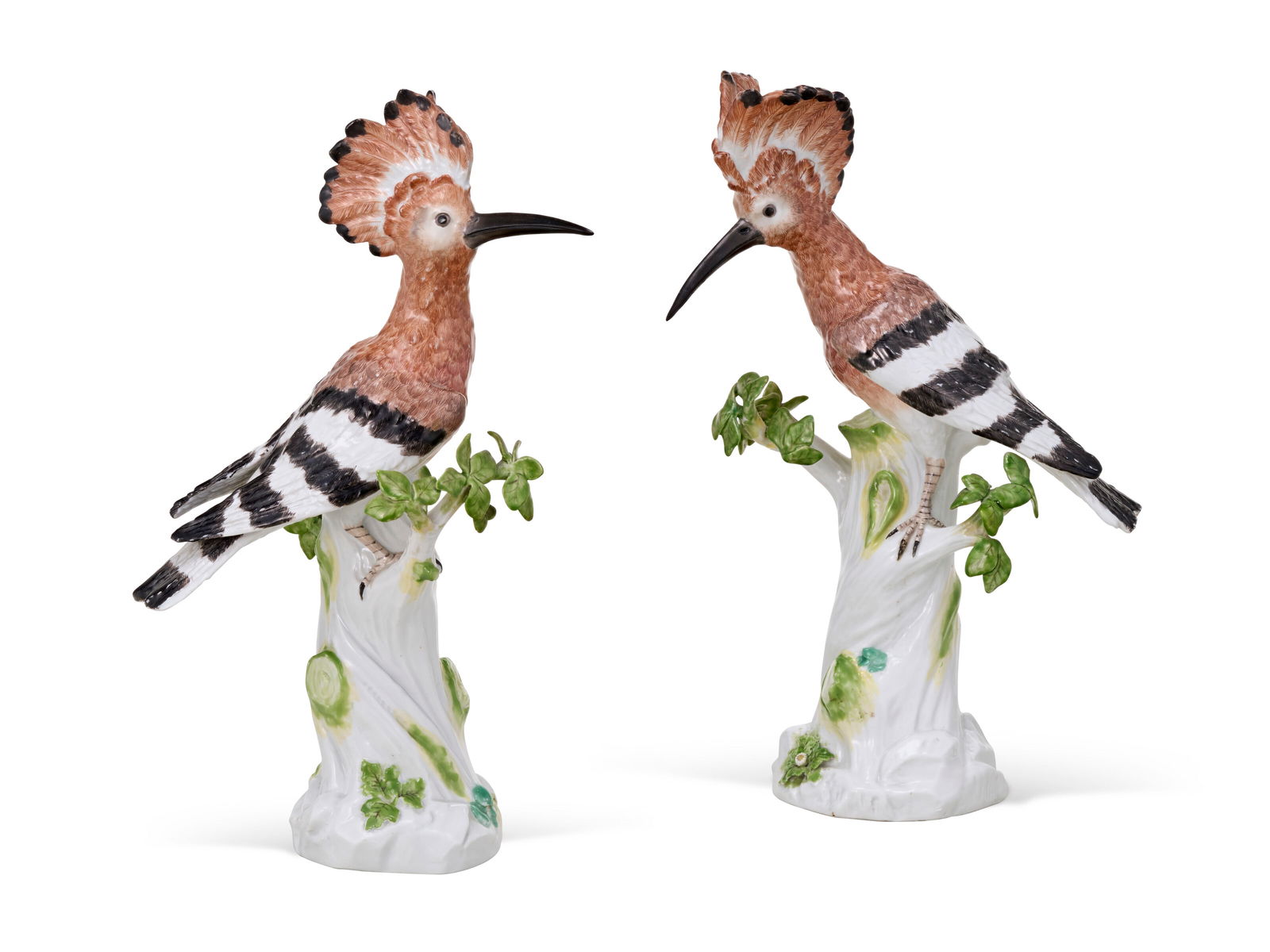 A PAIR OF MEISSEN PORCELAIN MODELS OF HOOPOES THE PORCELAIN MID-18TH CENTURY, THE DECORATION OF (1 of 5)