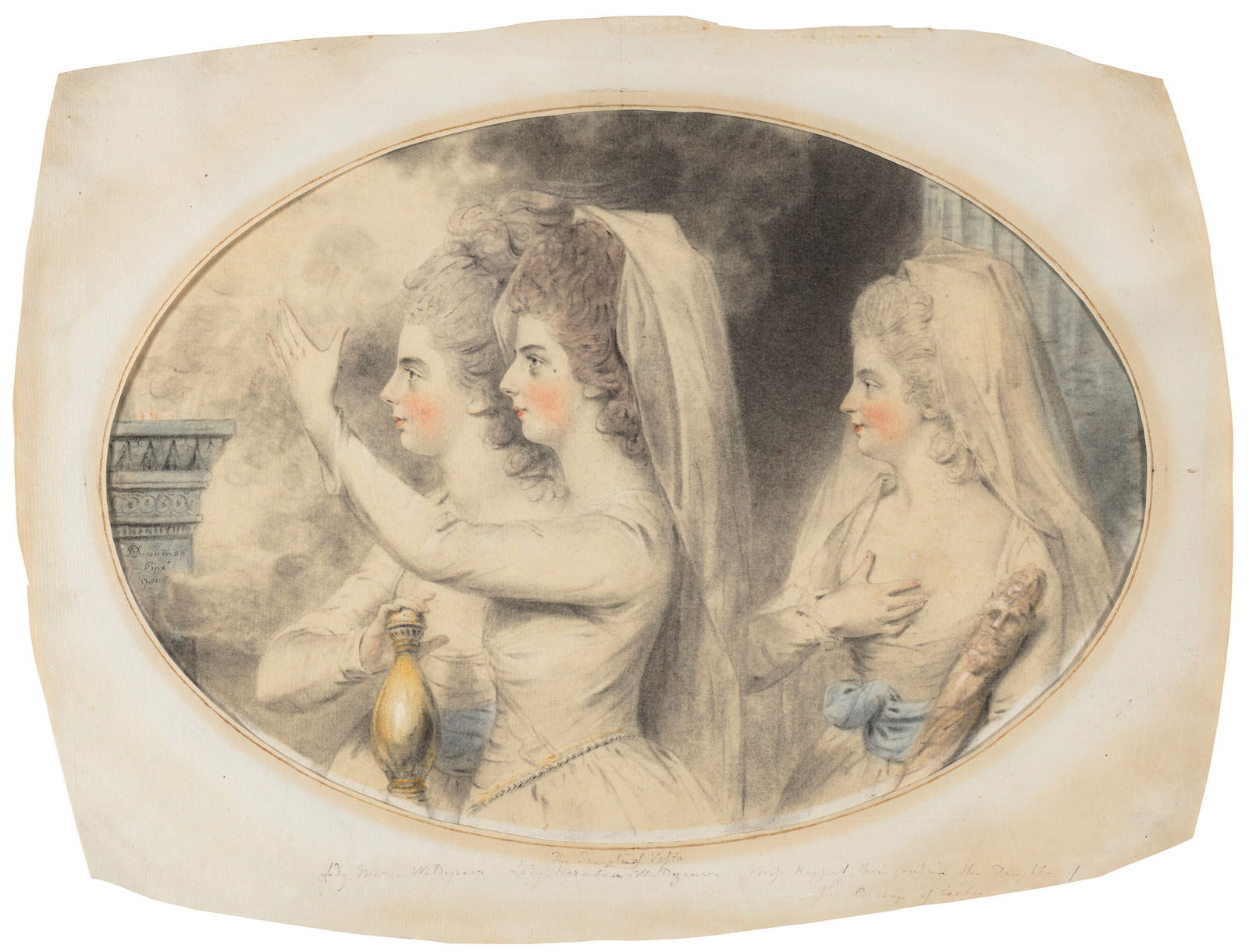 JOHN DOWNMAN, A.R.A. (RUABON, WALES 1750-1824 WREXHAM) The Temple of Vesta: the Waldegrave sisters: JOHN DOWNMAN, A.R.A. (RUABON, WALES 1750-1824 WREXHAM) The Temple of Vesta: the Waldegrave sisters and Miss Keppel Details JOHN DOWNMAN, A.R.A. (RUABON, WALES 1750-1824 WREXHAM) The Temple of Vesta: t