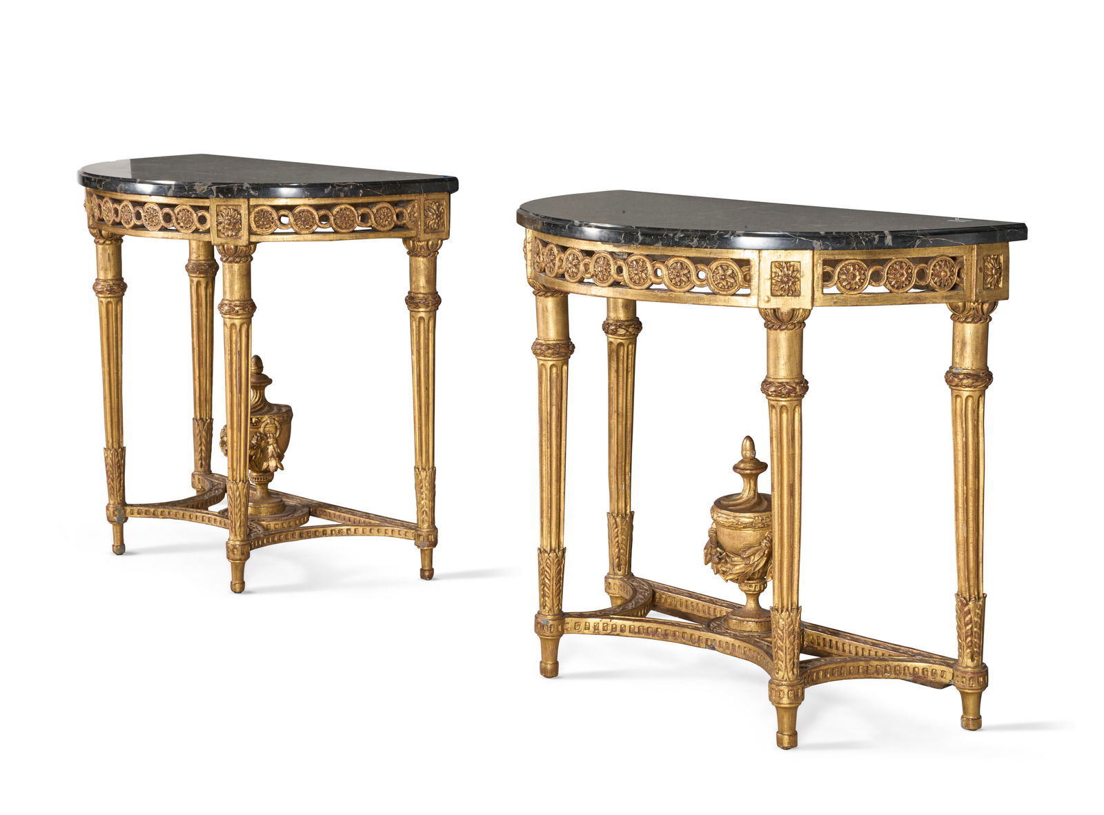 A PAIR OF FRENCH GILTWOOD CONSOLE TABLES 19TH CENTURY - 2