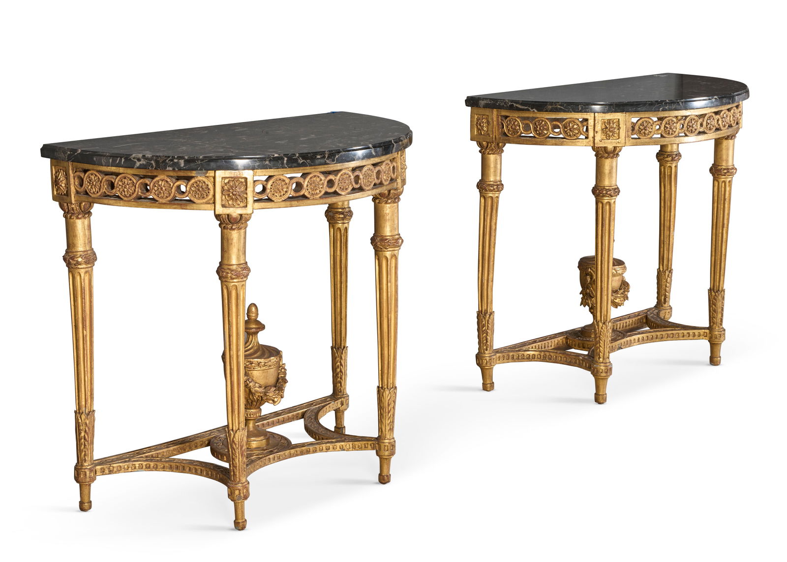A PAIR OF FRENCH GILTWOOD CONSOLE TABLES 19TH CENTURY - 3