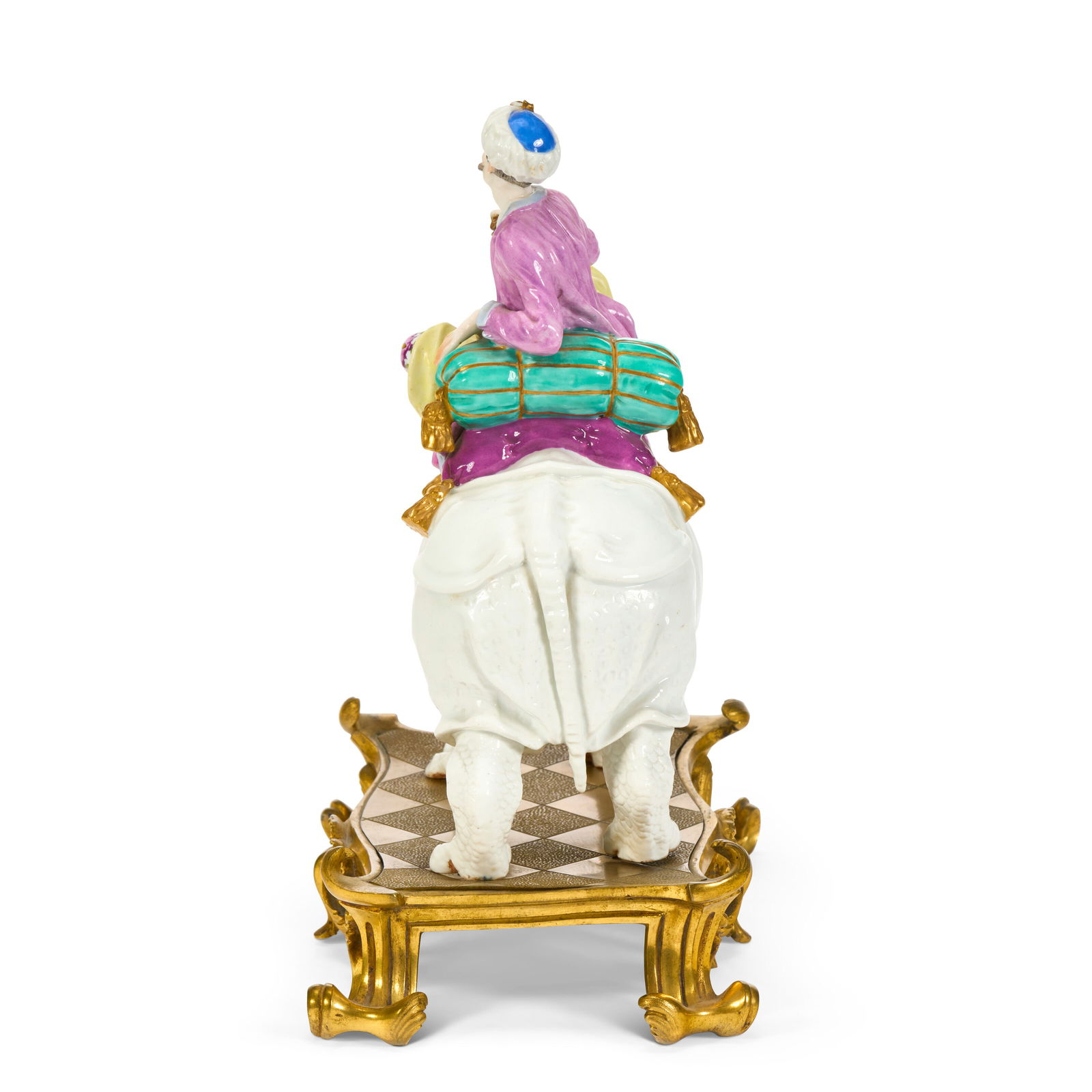 A MEISSEN PORCELAIN FIGURE GROUP OF A TURK RIDING A RHINOCEROS AND AN ORMOLU BASE THE PORCELAIN 19TH - 5