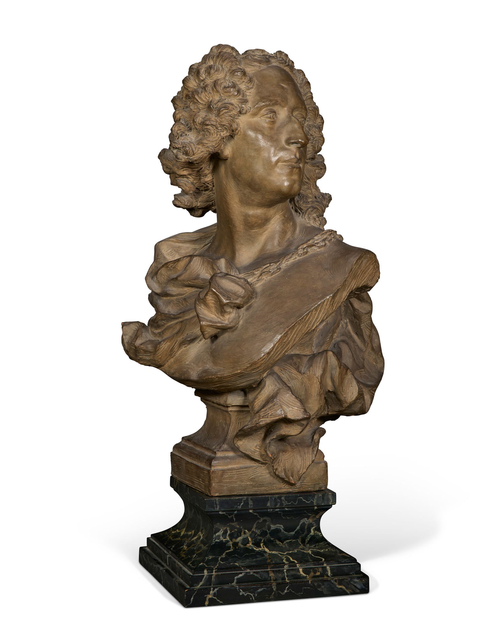 AFTER JEAN BAPTISTE LEMOYNE THE ELDER (1679-1731) BUST OF NOEL-NICHOLAS COYPEL: AFTER JEAN BAPTISTE LEMOYNE THE ELDER (1679-1731) BUST OF NOEL-NICHOLAS COYPEL Details AFTER JEAN BAPTISTE LEMOYNE THE ELDER (1679-1731) BUST OF NOEL-NICHOLAS COYPEL 19TH CENTURY On a later faux marbl