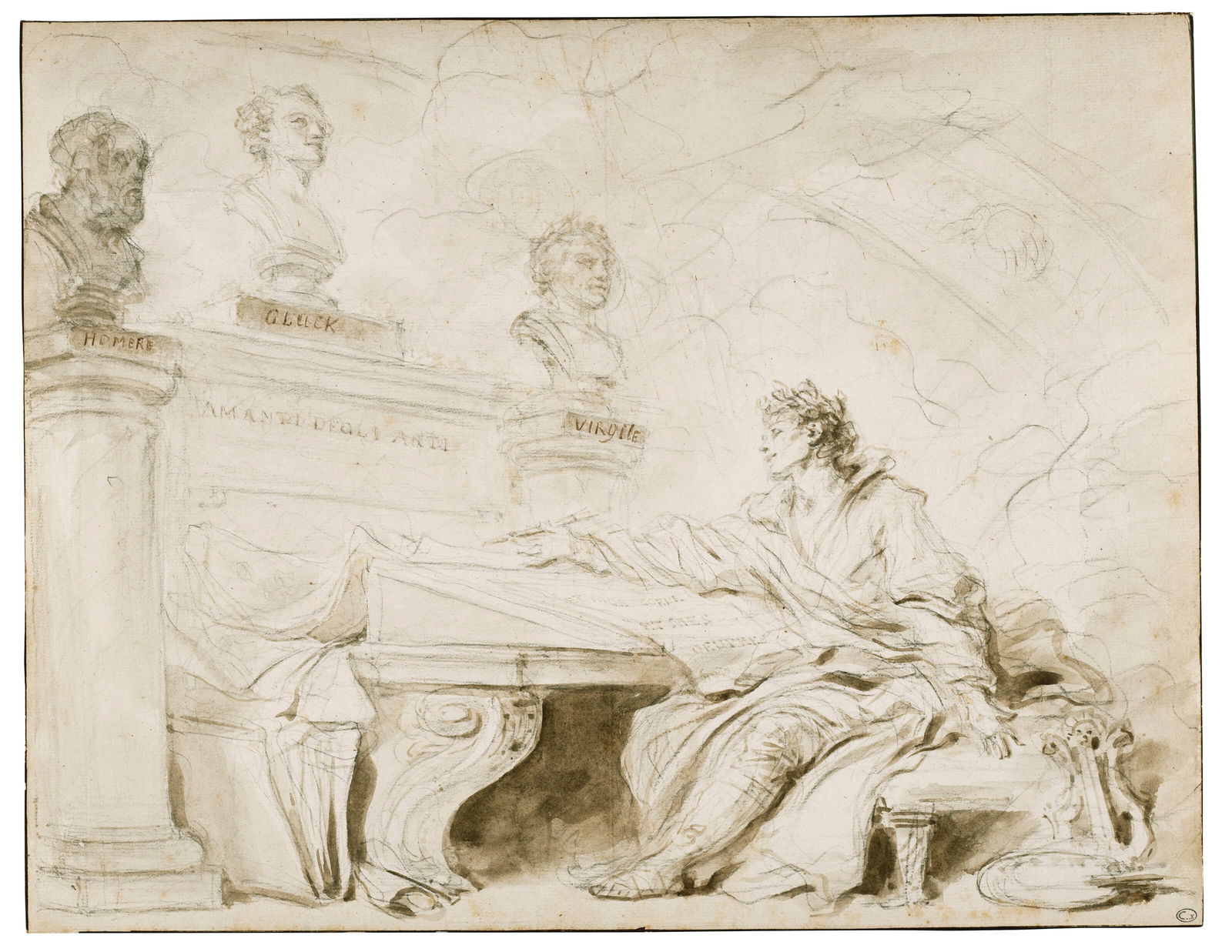 JEAN-HONORÉ FRAGONARD (GRASSE 1732-1806 PARIS) Homage to Gluck (1 of 3)
