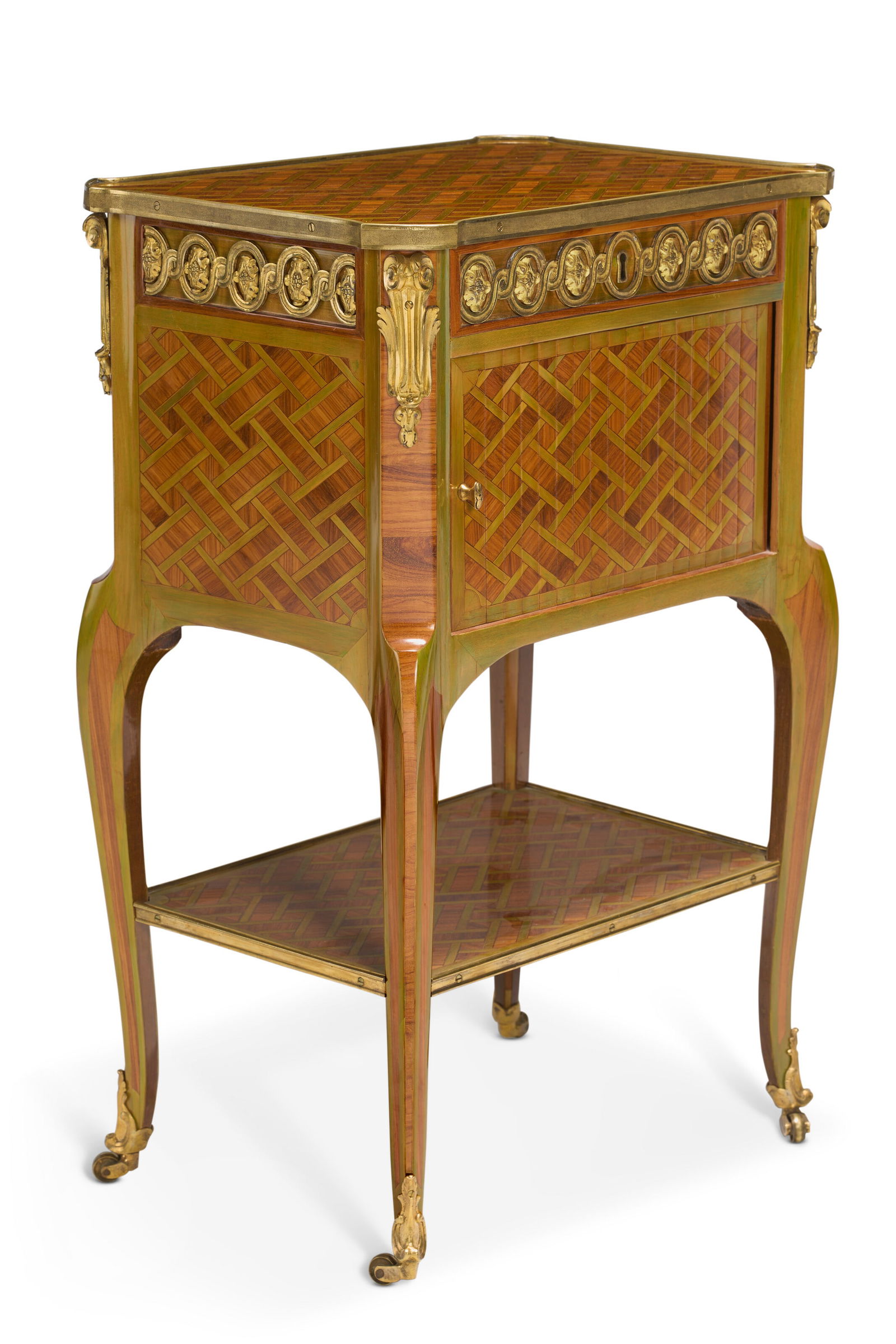 A LATE LOUIS XV ORMOLU-MOUNTED TULIPWOOD AND PARQUETRY TABLE A ECRIRE BY ROGER VANDERCRUSE, CALLED: A LATE LOUIS XV ORMOLU-MOUNTED TULIPWOOD AND PARQUETRY TABLE A ECRIRE BY ROGER VANDERCRUSE, CALLED LACROIX, CIRCA 1765 Details A LATE LOUIS XV ORMOLU-MOUNTED TULIPWOOD AND PARQUETRY TABLE A ECRIRE BY