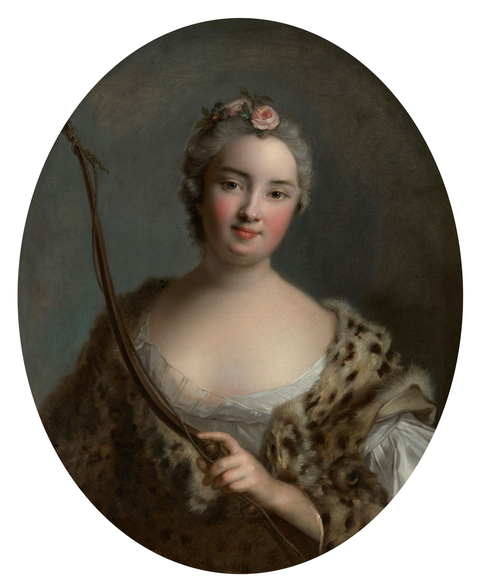 STUDIO OF JEAN-MARC NATTIER (PARIS 1685-1766) Portrait of Charlotta Sparre (1719-1793), later: STUDIO OF JEAN-MARC NATTIER (PARIS 1685-1766) Portrait of Charlotta Sparre (1719-1793), later Countess von Fresen, half-length, in a leopard skin cloak Details STUDIO OF JEAN-MARC NATTIER (PARIS 1685-