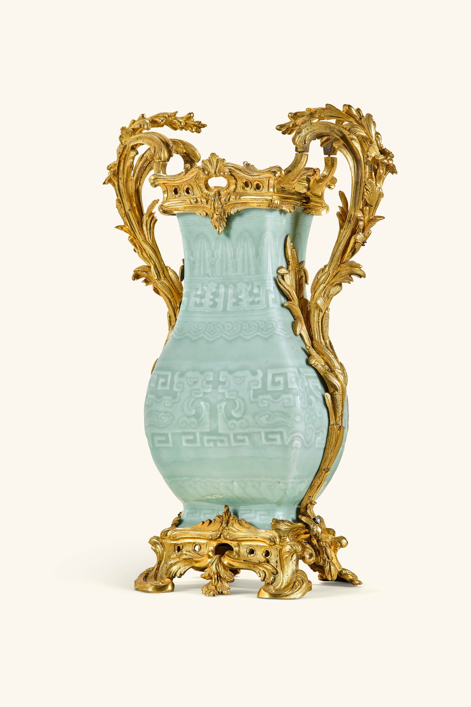 A LOUIS XV ORMOLU-MOUNTED CHINESE CELADON PORCELAIN VASE THE PORCELAIN QIANLONG PERIOD (1736-1795), (1 of 7)